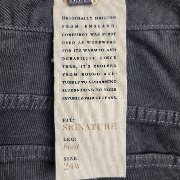 Talbots Signature Boot Corduroy Pants Size 24W Gray Bootcut High-Waisted Casual - Picture 9 of 10
